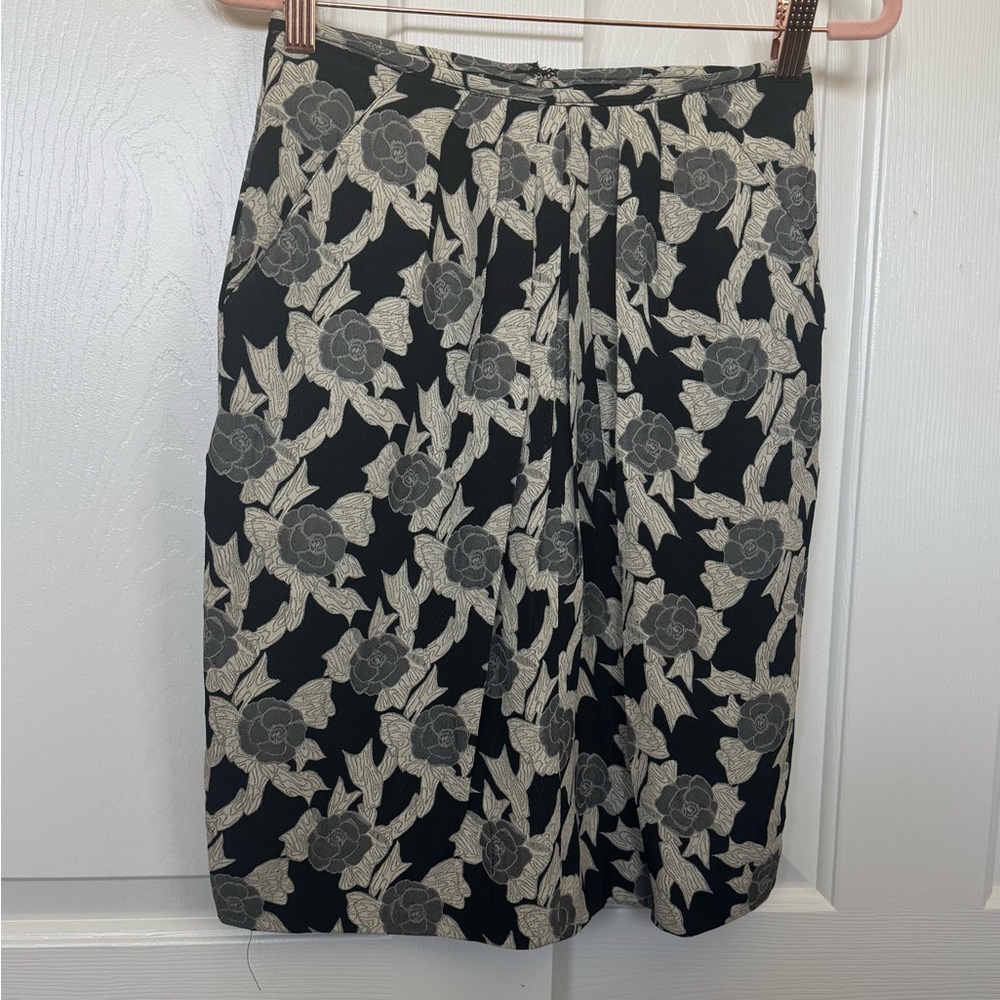 Ann Taylor Floral Black and Gray Skirt